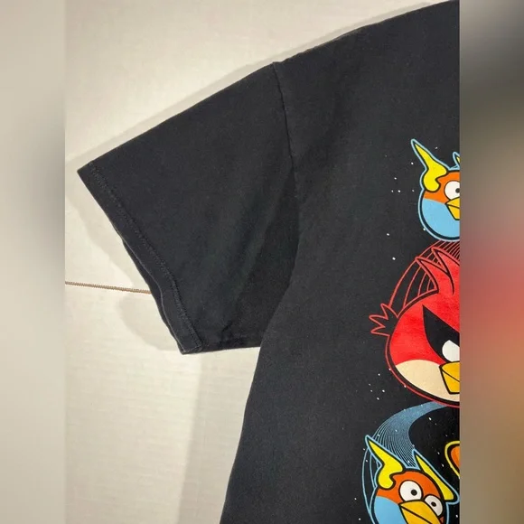 Y2K Angry Birds Space Anim Cartoon Graphic T Shirt Size Large Black S/S - Picture 9 of 13